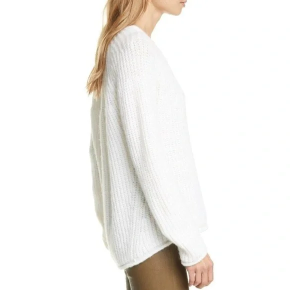 RAG & BONE Joseph Wool Blend V Neck White Sweater - Picture 5 of 7